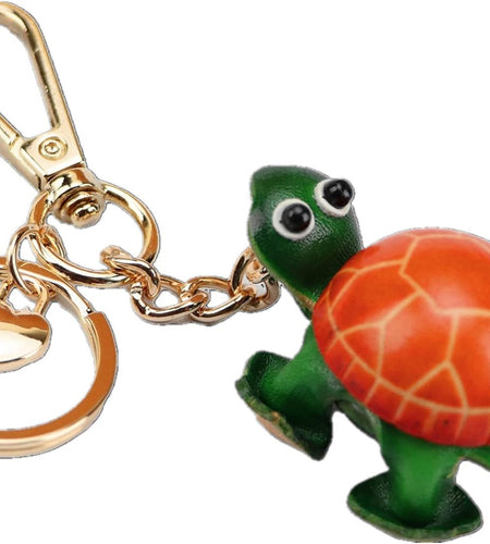 Cowhide Handmade Small Tortoise Keychain Male Cute Small Gift Girl Backpack Pendant